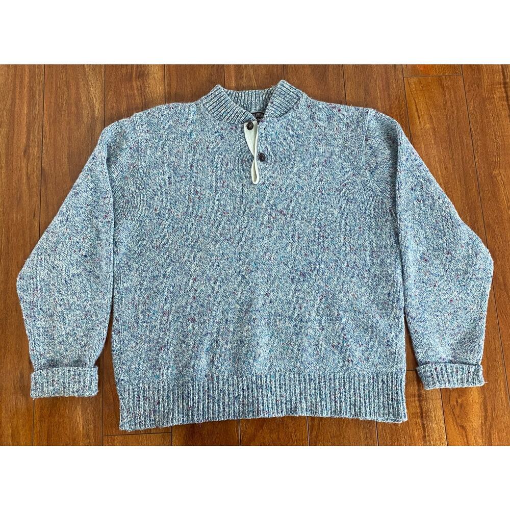 VTG 90s Women Victoria Dry Goods USA wooden button wool speckle sweater XL